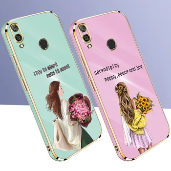 Для Huawei Y7 2019 Мягкий силиконовый чехол Элегантная девушка Цветок Окрашенные ультратонкие чехлы с покрытием для Huawei Y7 Y 7 Pro Y7Prime 2019