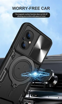 Для Xiaomi Poco M5 5G Push Pull Camera Protection Чехол для телефона POCO M5 5G Магнитное кольцо Держатель Противоударная броня Задняя крышка
