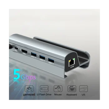 Док-станция Steam Deck Базовая подставка для телевизора Держатель концентратора Док-станция USB C на RJ45 Ethernet HDMI-совместимое зарядное устройство USB3.0 Type-C