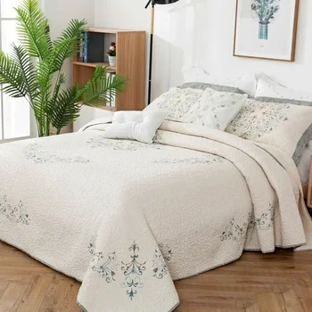  Европейский хлопковый комплект одеял 3 шт. Покрывало на кровать Вышитое покрывало King Size Одеяло Двойное одеяло для кровати