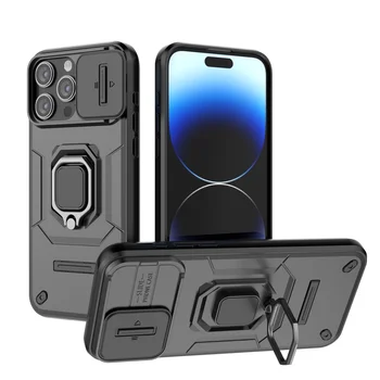  Защитный чехол для слайд-камеры военного класса для iPhone 15 Pro Max 13 14 15 Pro 14 Plus Держатель кольца Defender Rugged Cover
