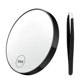  Зеркало для макияжа Зеркало для бритья большего вида с пинцетом 30-кратное увеличение зеркала для ванной комнаты Прочные принадлежности для ванной