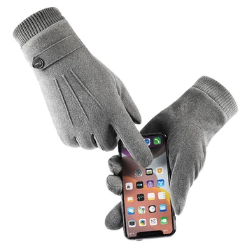  Зима Сохранить тепло Сенсорный экран плюс бархат внутри Мужские перчатки Мода Простая защита от холода Утолщение Человек На открытом воздухе Перчатки