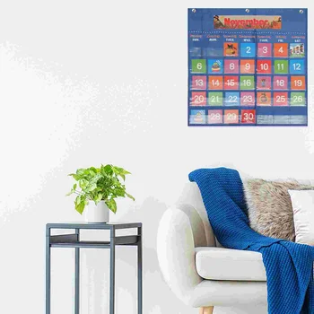 Классный календарь Детская английская версия Подвесная сумка Календари для детей Нейлон Очаровательный настенный размер обучения