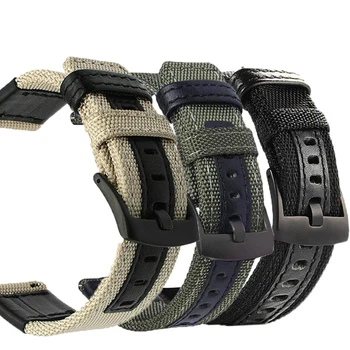кожа + нейлон ремешок для часов Huawei Watch GT 2 Pro Ремешок Смарт-браслет для Samsung Galaxy Watch 3 45 мм Аксессуары для часов