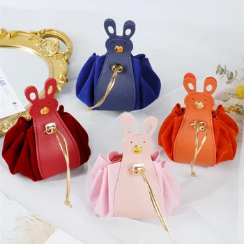 Кожаный мультяшный кролик Подарочный пакет с кулиской Многоцветная коробка для упаковки конфет Свадебные сувениры Подарки Детский душ День рождения