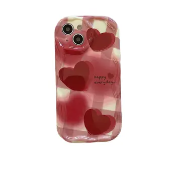 Корейский чехол INS Pink Hearts Gradient Frame Case для iPhone 14 13 Pro Max Plus Чехол для телефона на задней панели для 12 11 Pro Max X XS Max Capa