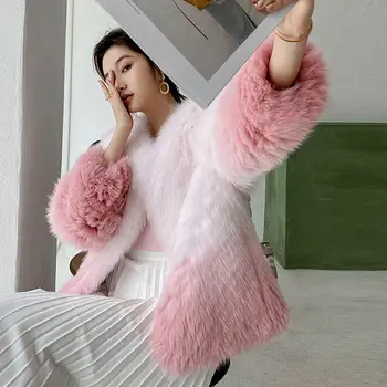 Корея Женская теплая элегантная шуба из искусственной лисы Корейская мода Зимняя пушистая шуба из искусственного меха Высококачественные шубы для женщин