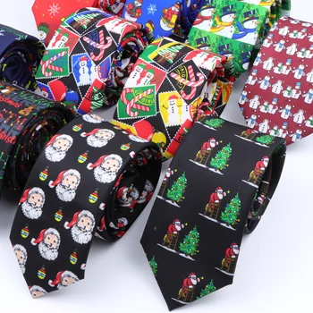 красный черный синий мягкий принт рождественский галстук полиэстер снеговик санта-клаус 7 см галстуки классические фестивальные аксессуары тематический подарок