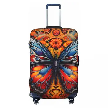 красочный чехол чемодана с принтом бабочки богато украшенный цветочный завод праздник отпуск путешествия практичный чехол для багажа протектор