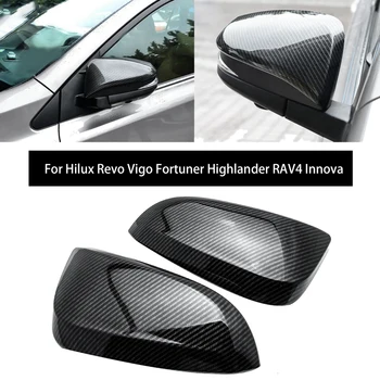 Крышка бокового зеркала заднего вида из углеродного волокна Декоративная отделка крышки зеркала заднего вида для Toyota Hilux Revo Vigo Fortuner Highlander RAV4 Innova