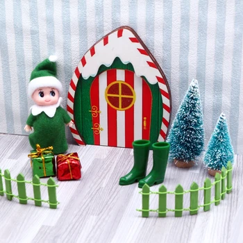 Кукольный домик Мини-эльф Дверь Рождественский набор Рождественская фетровая ткань Кукла Миниатюра