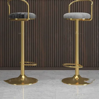 Кухонный металлический барный стул Роскошный телескопический дизайн Круглые современные барные стулья Регулируемая высота Высококачественная мебель для дома Cadeira