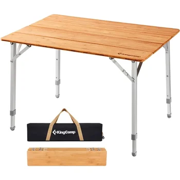  Легкий устойчивый складной стол для кемпинга Бамбуковый складной стол на открытом воздухе Регулируемая высота Портативный пикник