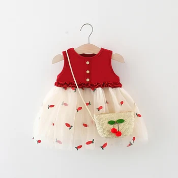 Лето Новорожденная девочка одежда ребенка наряды платье для 1 года детская одежда младенцы девочки день рождения принцесса пачка платья платье