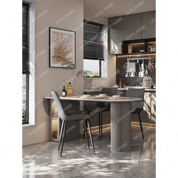 Маленькая квартира Бытовой минималистичный складной выдвижной высококачественный обеденный стол с каменной плитой