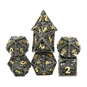 Металлический набор кубиков Полый многогранный осьминог Металлический кубик для Dungeons And Dragons RPG MTG Настольные игры D&D Pathfinder