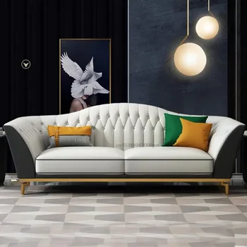 Минималистичный роскошный диван в стиле гостиной Простая кожаная гостиная Скандинавский диван Современный мастер-дизайнер Набор Mubles Мебель для дома