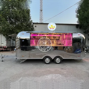  Мобильная кухня Кейтеринговая тележка Прицеп для еды из нержавеющей стали Бургер Пицца Фастфуд Грузовик для продажи Европа