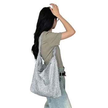 Модная сумка для женщин Девушка Сумка для покупок Блестящие сумки Большая емкость