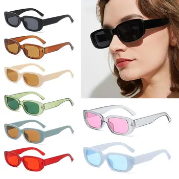 Модные солнцезащитные очки в стиле ретро конфетного цвета для женщин и мужчин Солнцезащитные очки Y2K Прямоугольные солнцезащитные очки Винтажные оттенки
