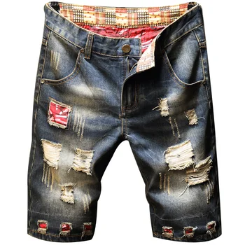 Мужские джинсовые рваные шорты 2023 Лето Новая Мода Повседневная Винтаж Slim Fit Denim Мужская брендовая одежда