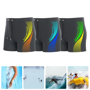 Мужские плавательные шорты Плавки Пляжные шорты Плавательные боксерские плавки с подкладкой на шнурке L-5XL Мужские купальники Нейлон 3 цвета для плавания