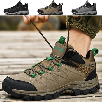 Мужские походные ботинки Кожаная походная обувь для мужчин Дышащая мужская обувь на открытом воздухе Высокая обувь для альпинизма Мужские охотничьи ботинки