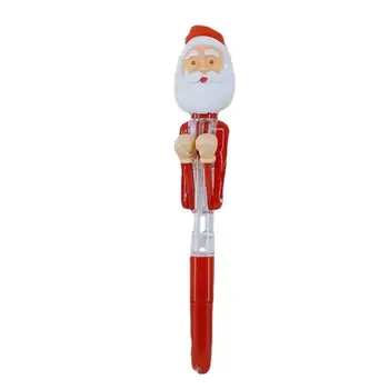 Мультяшные ручки Санта-Клауса Рождественская ручка со светом Санта-Клаус Ручка Бокс Экшн Забавные Рождественские Принадлежности Уникальный Праздничный Подарок Для Школ