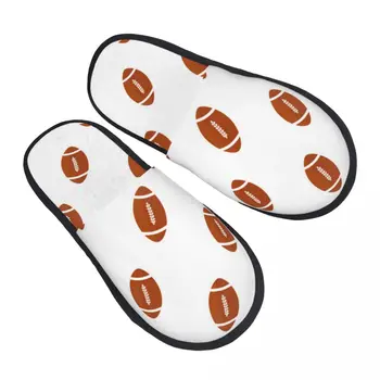  Мягкий плюшевый хлопок Американский футбол Мяч Шаблон Тапочки Обувь Нескользящий пол Крытые пушистые тапочки для спальни