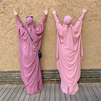  Набор из 2 предметов Мусульманские женщины Молитвенная одежда Платье Над головой Хиджаб Длинный Химар Абая Кафтан Рамадан Юбка Абайя Исламская одежда Никаб
