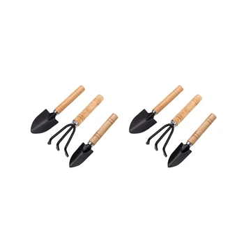  набор из 6 мини-садовых инструментов Ручные инструменты для посадки Маленькая лопата Грабли Лопата Деревянная ручка Инструменты для посадки