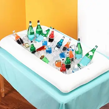 Надувной поднос для салата Полезный экологически чистый Легко носить с собой Плавательный бассейн Надувной поднос для еды и напитков Аксессуары для вечеринок