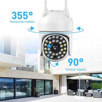 Наружная водонепроницаемая камера наблюдения Wi-Fi, купольная камера HD 360 °, двусторонняя аудиосвязь, полноцветная поддержка ночного видения, SD-карта/облачное хранилище