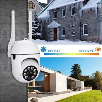 Наружные камеры видеонаблюдения Wi-Fi 2,4 ГГц для домашней безопасности, обзор на 360 °, 2-сторонняя аудиосвязь