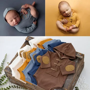 Новая одежда для фотографии новорожденных Младенцы и дети Фотография Мягкая полосатая полоска One Piece Set для новорожденных одежда для фотографии