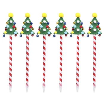 Новая шариковая ручка для письма каллиграфическая ручка подарочный набор из 6 рождественских елок с колокольчиками