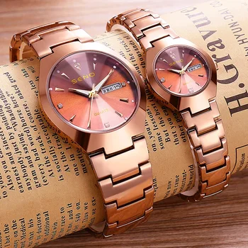 Новые автоматические фирменные светящиеся водонепроницаемые модные часы для пар с двойным календарем студенческие кварцевые часы