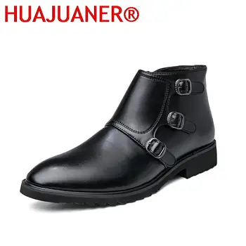 Новые мужские сапоги Итальянские деловые кожаные мужские ботинки Chelsea Модная обувь Ботильоны Модная обувь Monk Strap Обувь для мужчин Cowboy Botas