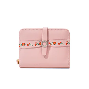  Новый женский короткий складной кошелек Симпатичный цветочный винтаж Молния Многофункциональная стильная трансграничная сумка-клатч
