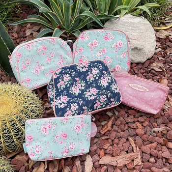 Новый экологически чистый цветочный симпатичный набор косметички, дорожная портативная сумка для стирки