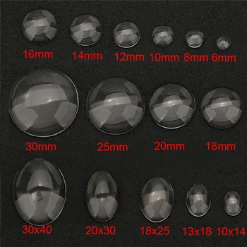  Овальный круглый стеклянный кабошон 6 мм 8 мм 10 мм 12 мм 14 мм 16 мм 18 мм 20 мм 25 мм 30 мм Прозрачная прозрачная плоская камея для изготовления ювелирных изделий