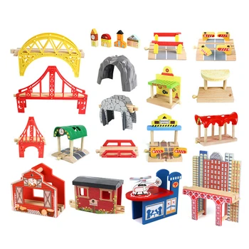  Оптовые аксессуары для игрушечных сцен Bridgecave PlatformСовместимость с виадуком аэропорта, Бренд Деревянная дорожка Детские игрушки Подарки X4