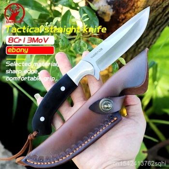 Открытый портативный 8Cr13MoV Прямой охотничий нож высокой твердости Оборонительный нож для выживания в дикой природе кемпинговый тактический нож