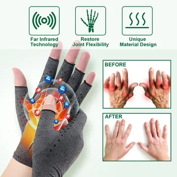  Перчатки для облегчения боли в суставах половины пальца Удобные практичные перчатки для стимуляции кровообращения для опухших рук Жесткость рук умеренная
