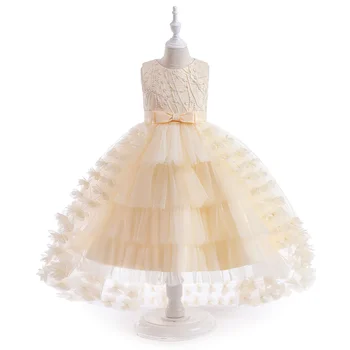 Платье для девочки-цветка Кованая ткань Длинное платье для девочки-цветка Платье принцессы Детское фортепианное представление
