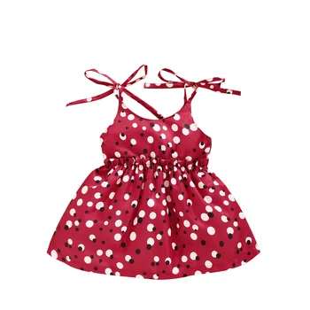Повседневное платье на шнуровке для маленькой девочки Мода Платье принцессы А-образного выреза в горошек 1-5T 2021 Новая мода