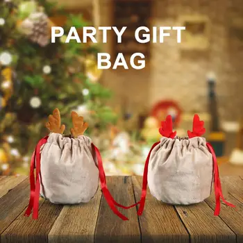 Подарочная сумка для хранения Мягкая сумка для конфет Бархатная вечеринка Очаровательная рождественская сумка для хранения конфет Рога Конфеты Печенье Сумка для хранения закусок