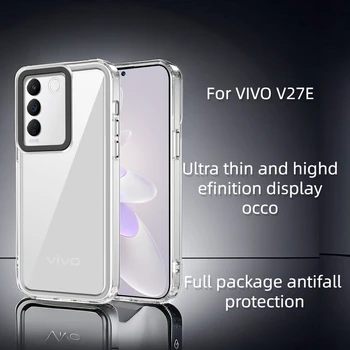  подходит для прозрачного чехла для телефона VIVO V27E, защитный чехол для четырех углов акрил с защитой от падения