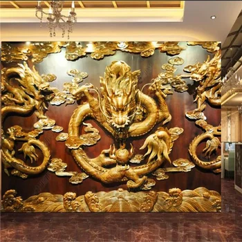 Пользовательский китайский стиль тисненый дракон домашний промышленный декор обои ресторан отель лобби обои papel de parede 3D